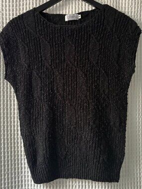 Rafaella black stretchy textured sleeveless sweater knit top women's medium